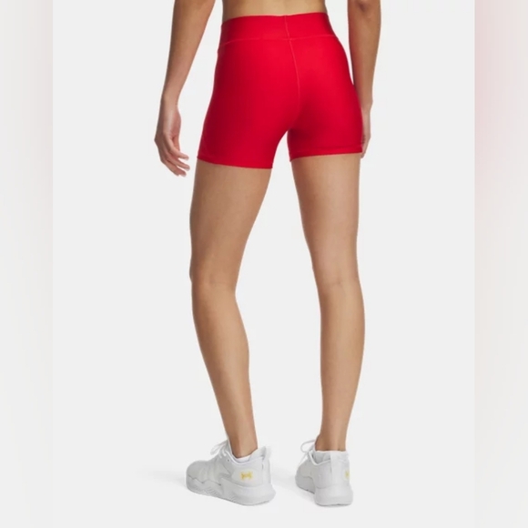 Under Armor Spandex Athletic Women's Compression Shorts Red Vollyball NWT S - Picture 2 of 8
